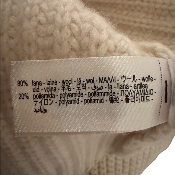 Zara Asymmetrical Soft Beige Ribbed Sweater Wool Blend - Picture 14 of 16